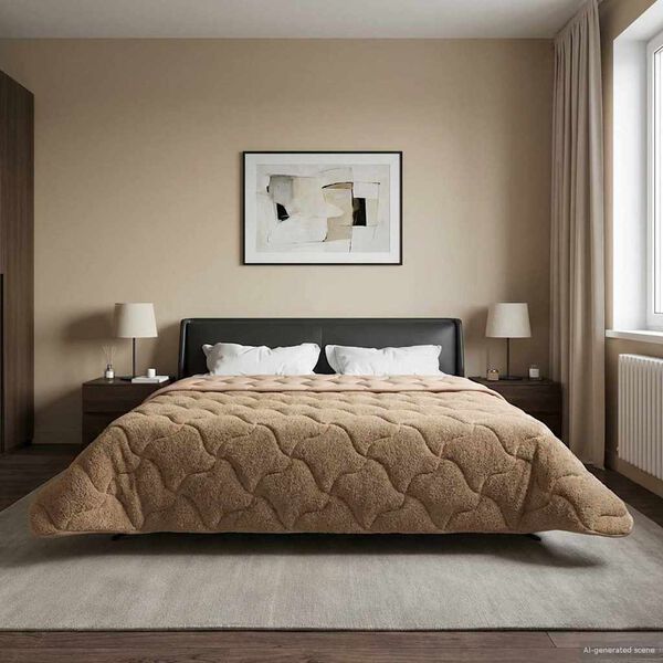vidaXL Winter Dekbed Taupe 220 x 260 cm Microfiber en Teddy fleece