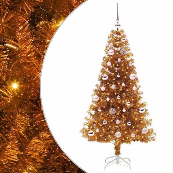 vidaXL Kerstboom met 150 LED met standaard Goud 150 cm PET
