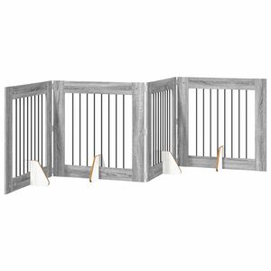 vidaXL Opvouwbaar hondenhek met standaards 4 pcs Grijs sonoma 321 cm