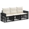 vidaXL Tuinbankenset 3 st Zwart en Cream Wit poly rattan