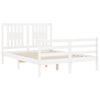vidaXL Bedframe met hoofdbord massief hout wit 140x190 cm