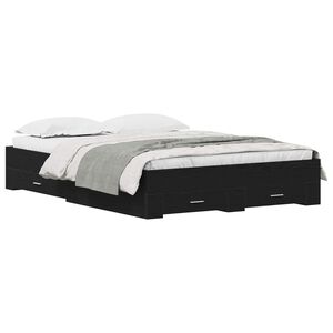 vidaXL Bedframe met lade Zwart Eiken 140 x 200 cm Bewerkt hout