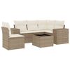 vidaXL 6-delige Loungeset met kussens poly rattan beige