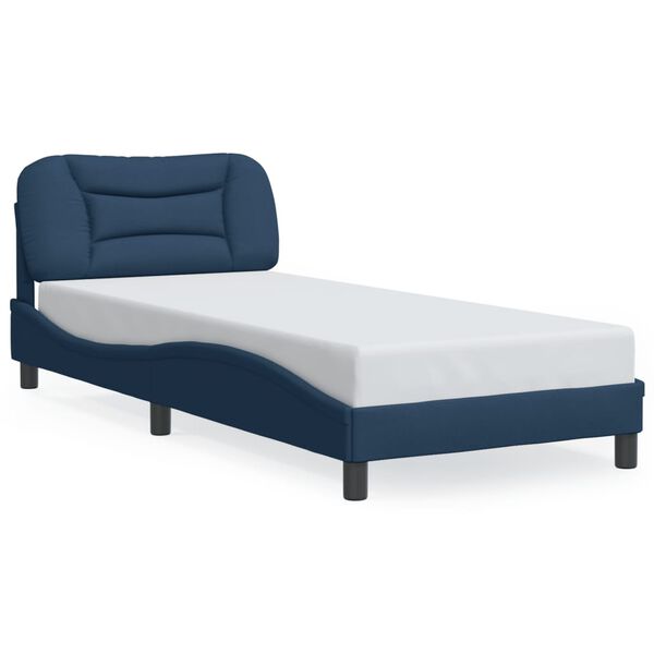 vidaXL Bedframe met LED zonder matras "Hvar" 90x190 cm stof blauw