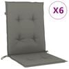 vidaXL Stoelkussens 6 st lage rug 100x50x4 cm stof donkergrijs
