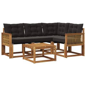 vidaXL Buiten bankenset met kussen 5 pcs Naturel en Zwart