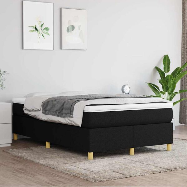 vidaXL Boxspring met matras stof zwart 120x190 cm