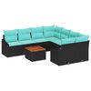 vidaXL Tuinbankenset met kussen 9 pcs Zwart poly rattan