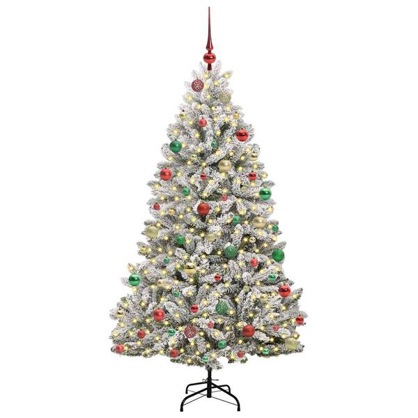 vidaXL Kunstkerstboom met 300 LED Groen en Wit 180 cm PVC en Metaal