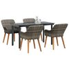 vidaXL Tuin eettafelset met kussen 5 pcs Grijs poly rattan