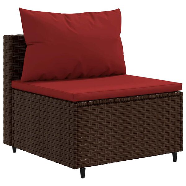 vidaXL 7-delige Loungeset met kussens poly rattan bruin