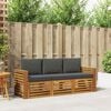 vidaXL Sofa-Sets 3 pcs Natuurlijk en Antraciet Massief Acaciahout