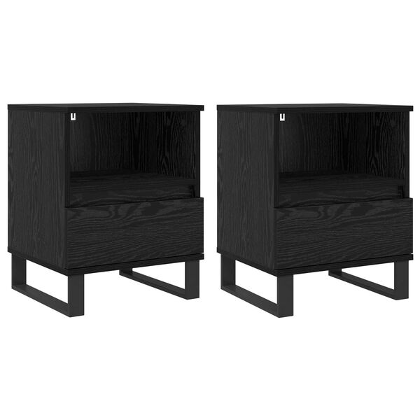 vidaXL Bed kast met lade Zwart Eiken 40 x 35 x 50 cm Bewerkt hout