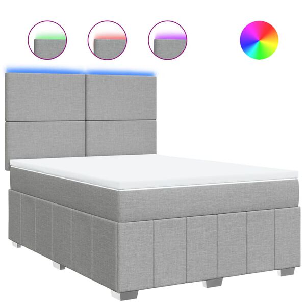 vidaXL Boxspring met matras stof lichtgrijs 140x190 cm