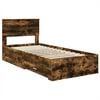 vidaXL Bedframe met hoofdeinde Gerookt eiken 90 x 200 cm Bewerkt hout