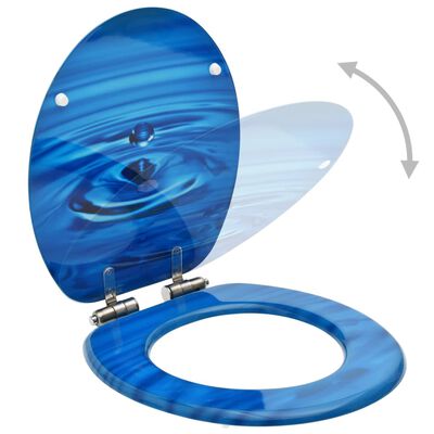 vidaXL Toiletbrillen met soft-close deksel 2 st waterdruppel MDF blauw