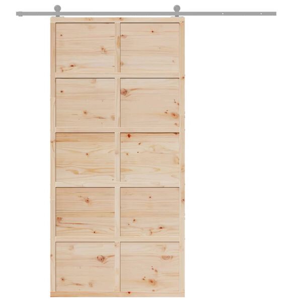 vidaXL Schuifdeur 100x208 cm massief grenenhout