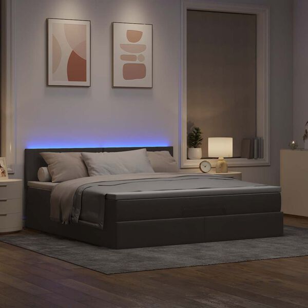 vidaXL Ottoman bed met matras en LED's 160x200cm stof taupe