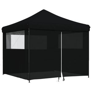 vidaXL Partytent inklapbaar pop-up met 4 zijwanden zwart