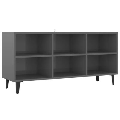 vidaXL Tv-meubel met metalen poten 103,5x30x50 cm hoogglans grijs