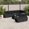 vidaXL 9-delige Loungeset met kussens poly rattan zwart
