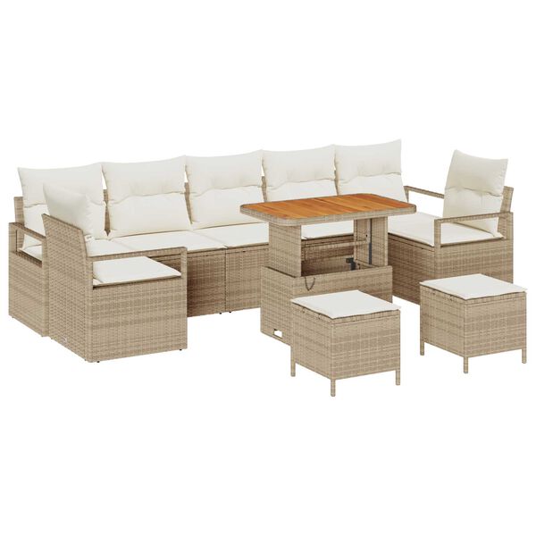 vidaXL Tuin Sofa Set met kussen met opslag 10 pcs Beige en Cr&egrave;me