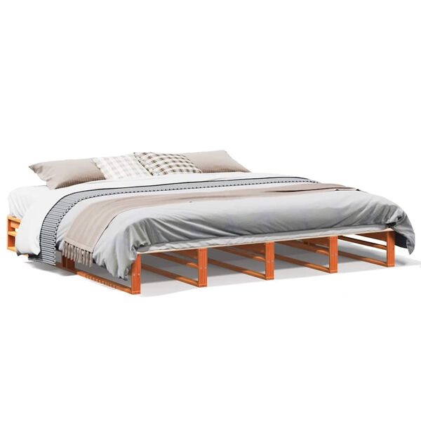 vidaXL Bedframe zonder matras massief grenenhout wasbruin 200x200 cm