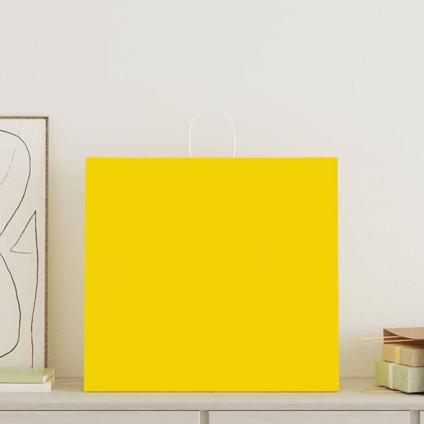 vidaXL Papieren zakken 50 st met hengsels 54x15x49 cm geel