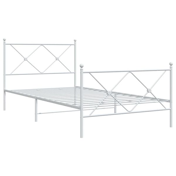 vidaXL Bedframe met hoofd- en voeteneinde metaal wit 100x200 cm