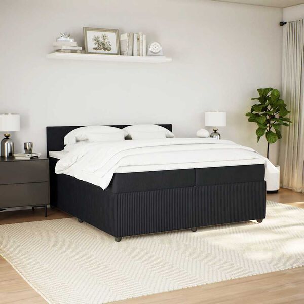vidaXL Boxspring met matras fluweel zwart 200x200 cm
