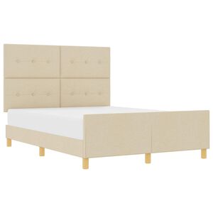 vidaXL Bedframe met hoofdeinde Cr&egrave;me 140 x 190 cm Stof