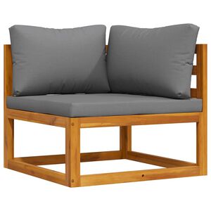 vidaXL Hoekbank sectioneel met donkergrijs kussen massief acaciahout