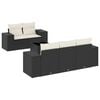 vidaXL 6-delige Loungeset met kussens poly rattan zwart