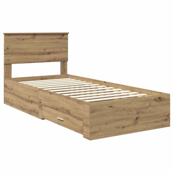 vidaXL Bedframe met hoofdeinde Artisan Eiken 100 x 200 cm Bewerkt hout