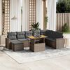 vidaXL 9-delige Loungeset met kussens poly rattan grijs
