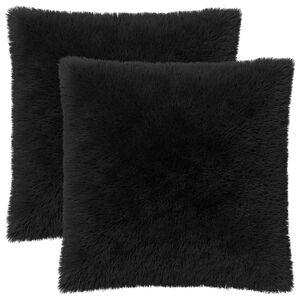 vidaXL Kussen met kussen HEERLEN 2 st Zwart PV Fleece