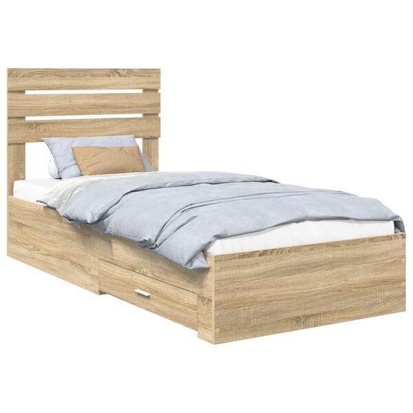 vidaXL Bedframe met lade met hoofdeinde met opslag Bewerkt hout