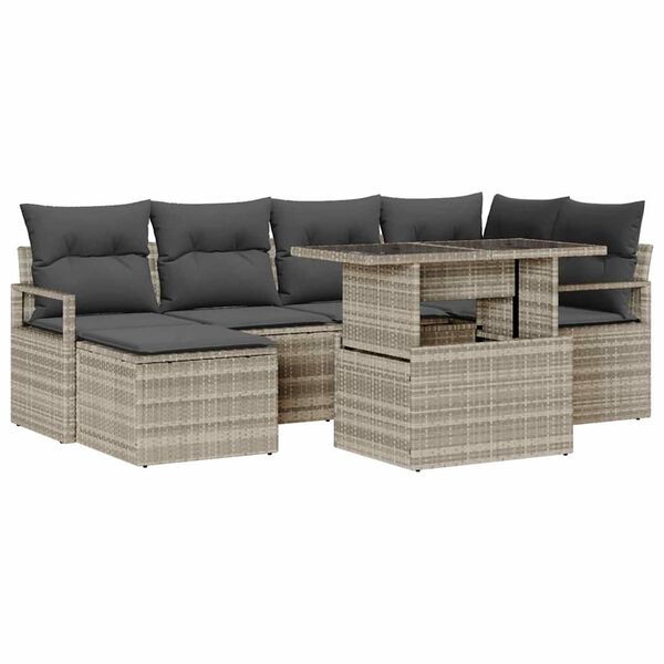 vidaXL Tuin Sofa Set met kussen 7 pcs Lichtgrijs
