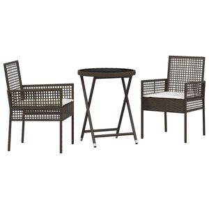 vidaXL Tuin Bistro Set 3 st Bruin poly rattan