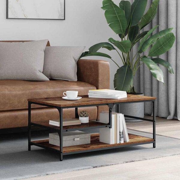 vidaXL Salontafel Oud Hout 90 x 49 x 40 cm Bewerkt hout