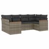 vidaXL 6-delige Loungeset met kussens poly rattan grijs