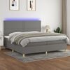 vidaXL Boxspring met matras en LED stof donkergrijs 200x200 cm