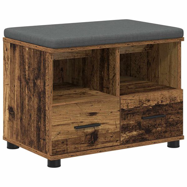 vidaXL Halbank Oudhout 60 x 38 x 46 cm Spaanplaat en Bekledingsstof