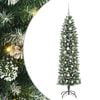 vidaXL Kunstmatige slanke kerstboom met 150 LED Groen en wit 150 cm