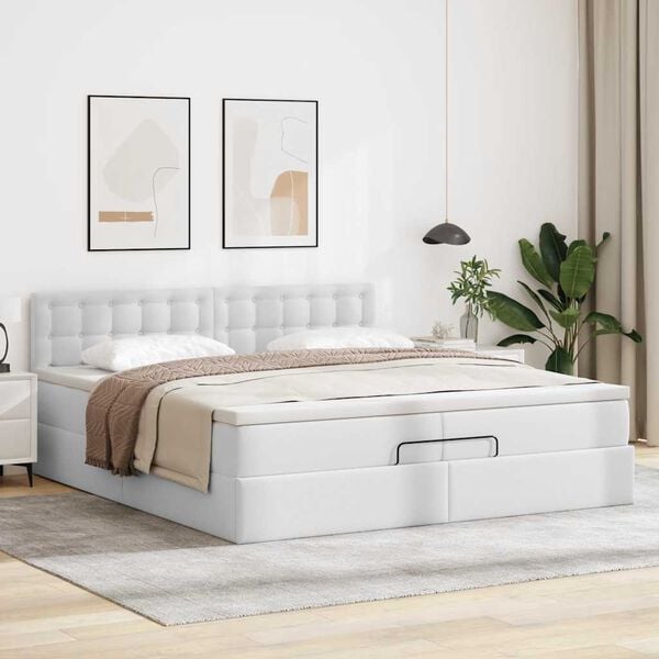 vidaXL Ottoman bed met matrassen en LED's 200x200cm kunstleer
