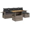 vidaXL 6-delige Loungeset met kussens poly rattan grijs