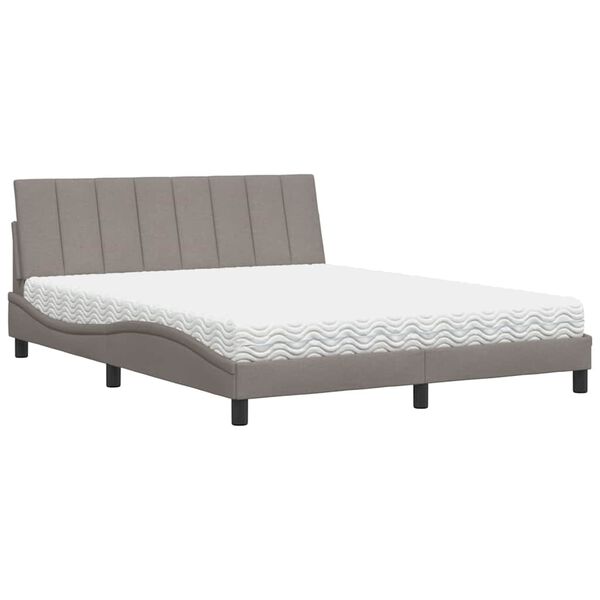 vidaXL Bed met matras "Hanko" stof taupe 160x200 cm