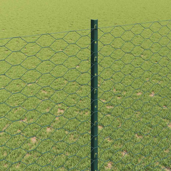 vidaXL Hek met Paal Groen 1,5 x 100 m Staal en PVC