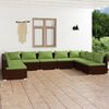 vidaXL 9-delige Loungeset met kussens poly rattan bruin