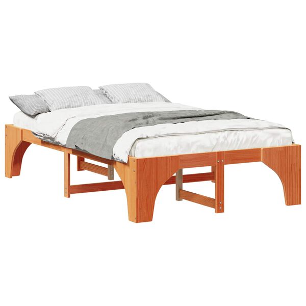 vidaXL Bedframe Bruin 140 x 190 cm Massief grenenhout